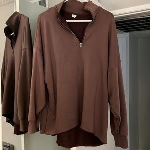 Purple/pink Aerie Quarter Zip sweater